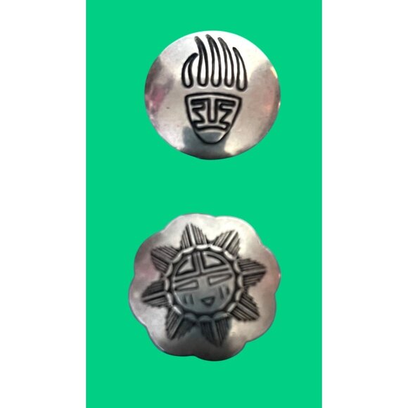 Vintage (Possibly) Sterling Silver Native American Hopi Button covers set - Picture 3 of 6